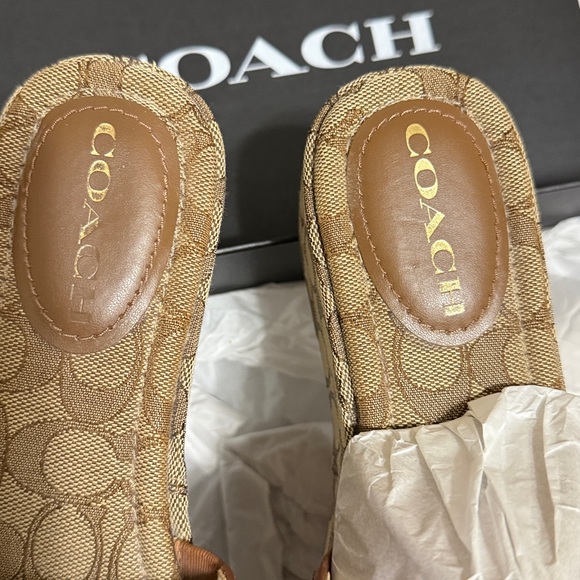 Coach Brown Signature Mules with Gold Accent - Picture 13 of 13